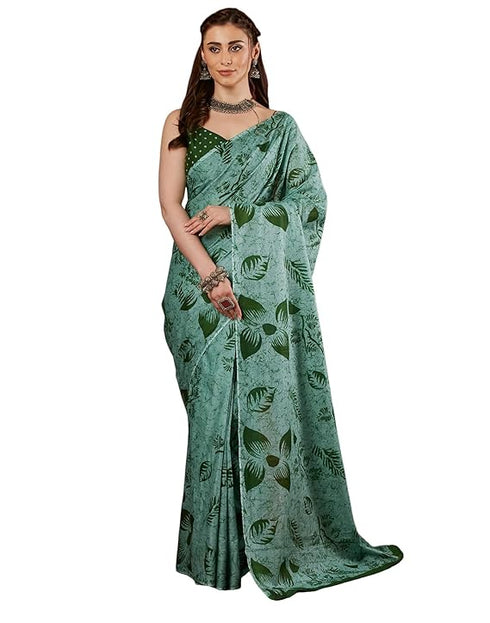 Siril Women'S Pure Cotton Printed Saree With Unstitched Blouse Piece